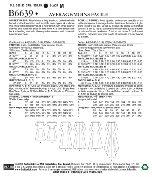 Schnittmuster Abendkleid Butterick B6639 A5 6-14 (Gr. 32-40) Deutsche Anleitung – Bild 2