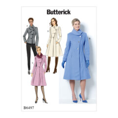 Schnittmuster Mantel Butterick B6497 B5 8-16 (Gr. 34-42) Deutsche Anleitung