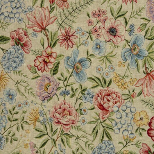 1m x 1,40m Gobelin Oliver Blumen Beige Meterware Blumen – Bild 3