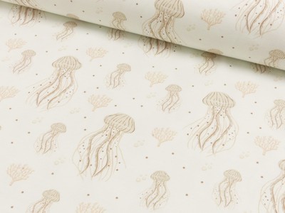 Vorbestellung 1m x 1,50m Baumwoll Jersey Quallen Ocean Dreams Meterware