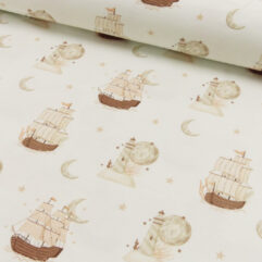 Vorbestellung 1m x 1,50m Baumwoll Jersey Segelschiffe Ocean Dreams Meterware