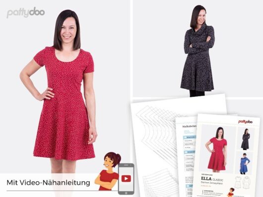 Schnittmuster "Ella" Classic Damen Jerseykleid Größe 32-54 by pattydoo