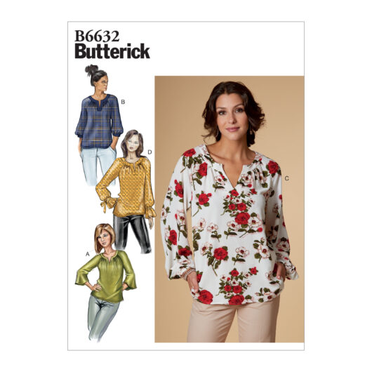 Schnittmuster Damenshirt Butterick B6632 A5 6-14 (Gr. 32-40) Deutsche Anleitung
