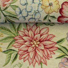 1m x 1,40m Gobelin Oliver Blumen Beige Meterware Blumen