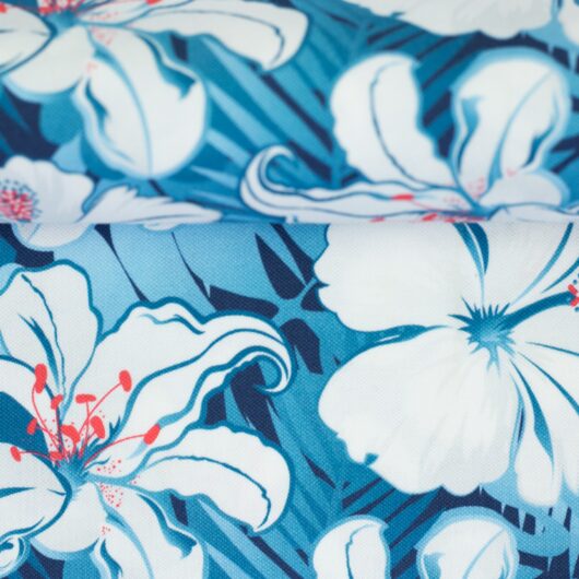 1m x 1,60m Pique Druck Malta Blüten Blau – Bild 2
