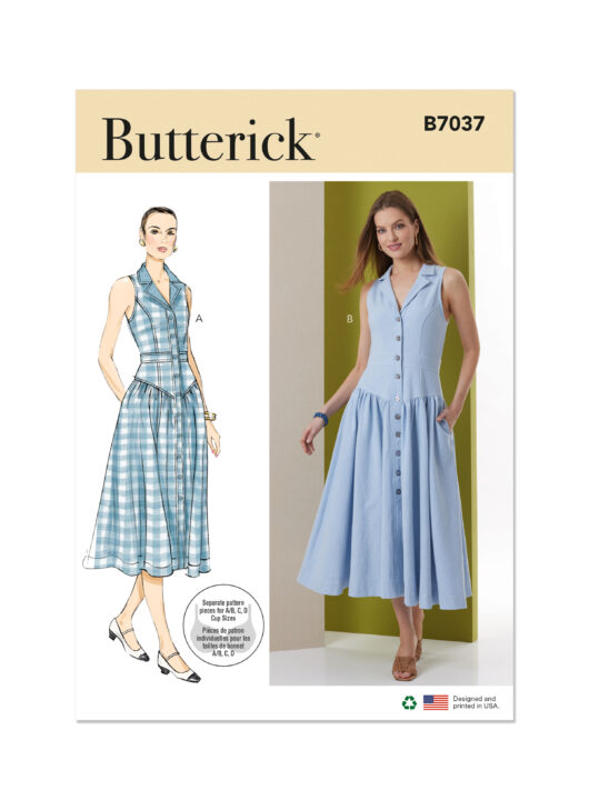 Schnittmuster Sommerkleid Butterick B7037 Y5 18-26 (Gr. 44-52) Deutsche Anleitung