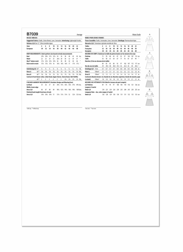 Butterick B7039 R5 Schnittmuster für Damen Sommerkleid in den Größen 40-48 mit deutscher Anleitung – Bild 2