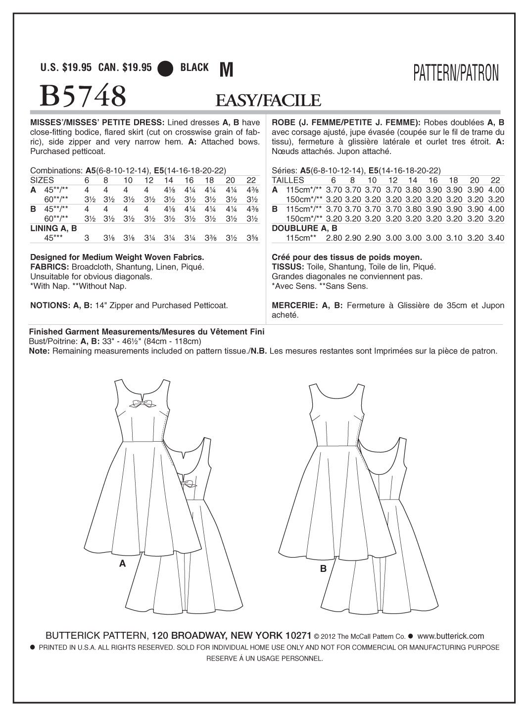 Schnittmuster Sommerkleid Butterick B5748 E5 14-22 (Gr. 40-48) Deutsche Anleitung – Bild 2