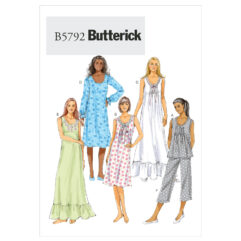 Schnittmuster Nachthemd Butterick B5792 Y XS-M (Gr. 32-40) Deutsche Anleitung