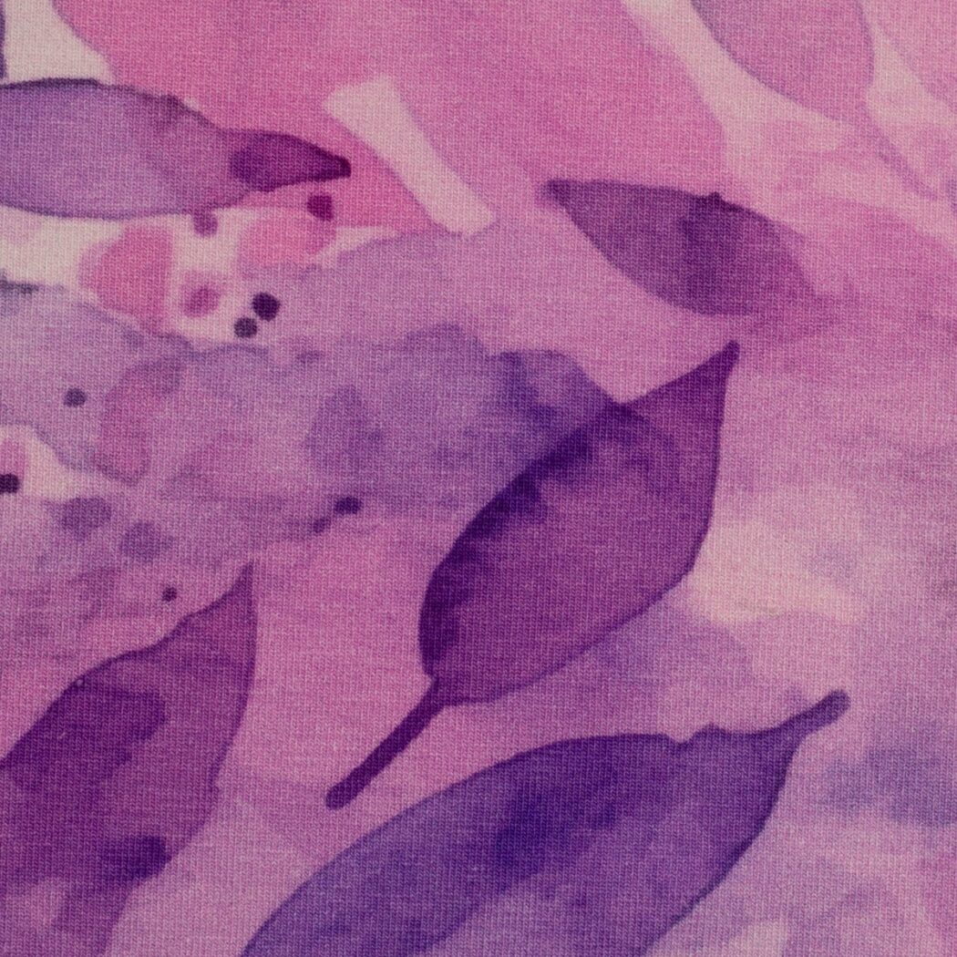 1m x 1,50m Baumwoll Jersey Elias Blätter Türkis-Blau – Bild 3