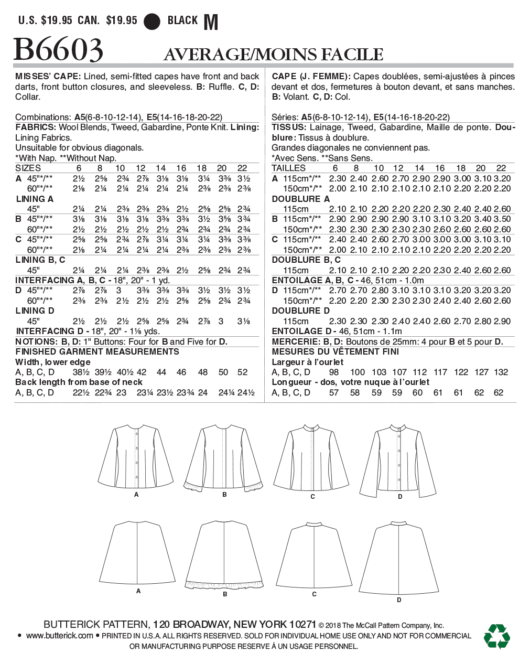 Schnittmuster elegante Jacke Butterick B6603 A5 6-14 (Gr. 32-40) Dt. Anleitung – Bild 2