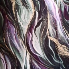 1m x 1,45m Softshell Wellen Türkis, Blau, Gold  Digitaldruck