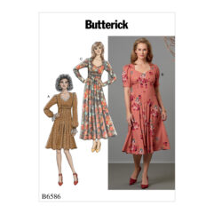 Schnittmuster Sommerkleid Butterick B6586 A5 6-14 (Gr. 32-40) Deutsche Anleitung