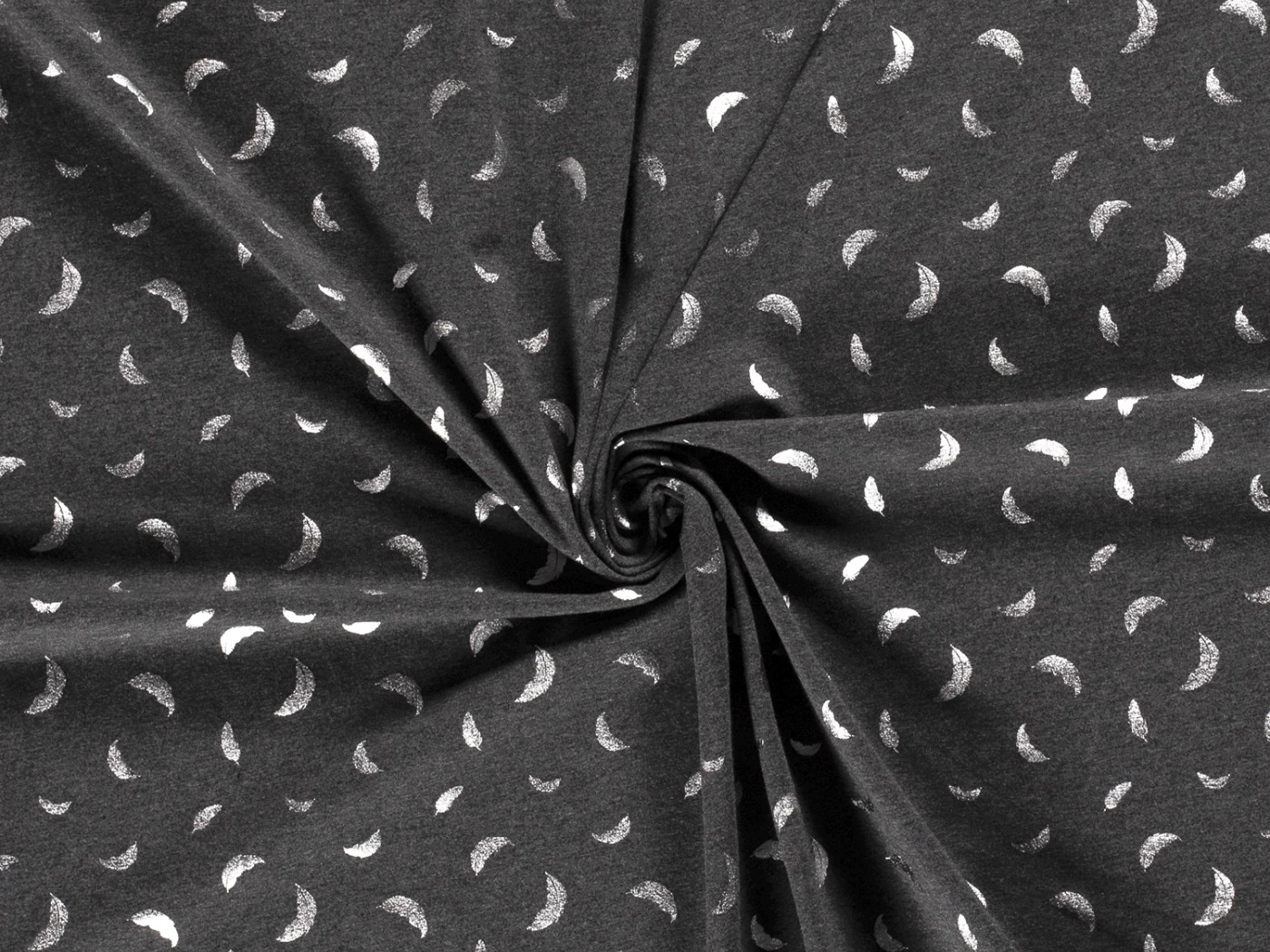 4m x 1,55m Federn Foliendruck Baumwoll Jersey Grau – Bild 3