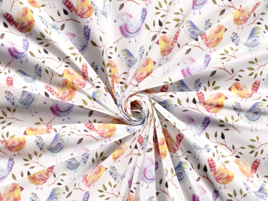 Vorbestellung 1m x 1,50m Baumwoll Jersey Vögel Digital Druck – Bild 3