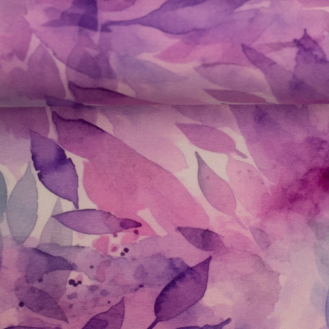 1m x 1,50m Baumwoll Jersey Elias Blätter Türkis-Blau – Bild 2