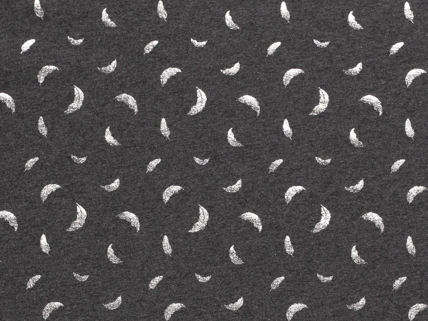 4m x 1,55m Federn Foliendruck Baumwoll Jersey Grau