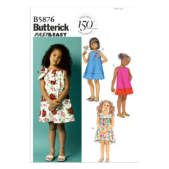 Schnittmuster Sommerkleid Butterick B5876 CCE 3-6 (Gr. 104-122) Deutsche Anleitung