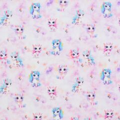 1 m x 1,50 m Einhörner Rosa Digital Toff Baumwoll Jersey Meterware