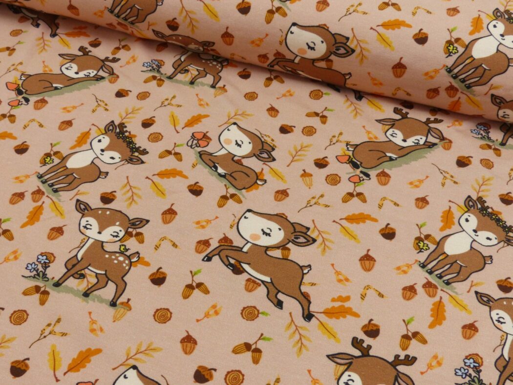 Vorbestellung 1m x 1,50m Baumwoll Jersey Rehkitz