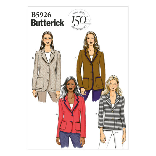 Schnittmuster elegante Jacke Butterick B5926 F5 16-26 (Gr. 42-50) Deutsche Anleitung