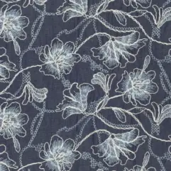 1m x 1,35m Jeans mit Blumenstickerei