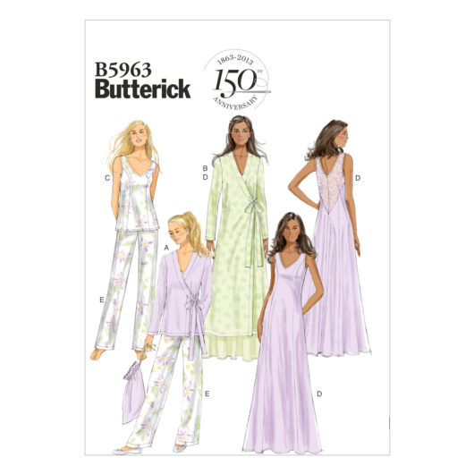Schnittmuster Nachthemd Butterick B5963 A5 6-14 (Gr. 32-40) Deutsche Anleitung