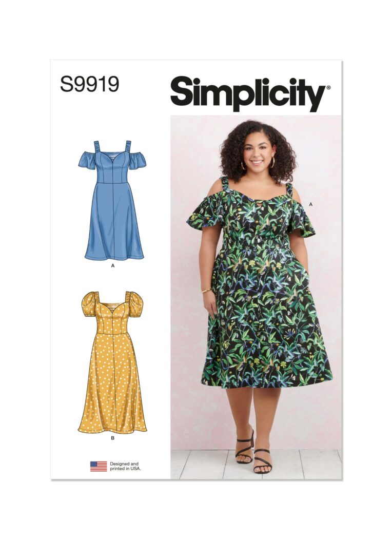 Schnittmuster Kleid Simplicity 9919 W3 US 30-38 (Gr. 56-64) Deutsche Anleitung