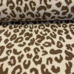 1m x 1,55m Teddyfell Stoff mit Leopardenmuster – braun/beige – kuschelig weich