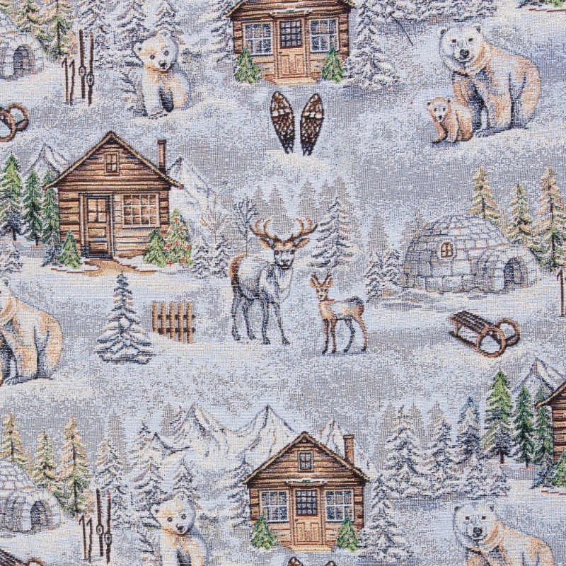 Vorbestellung 1m x 1,40m Gobelin Sven Winter mit Lurex Silber Hellblau