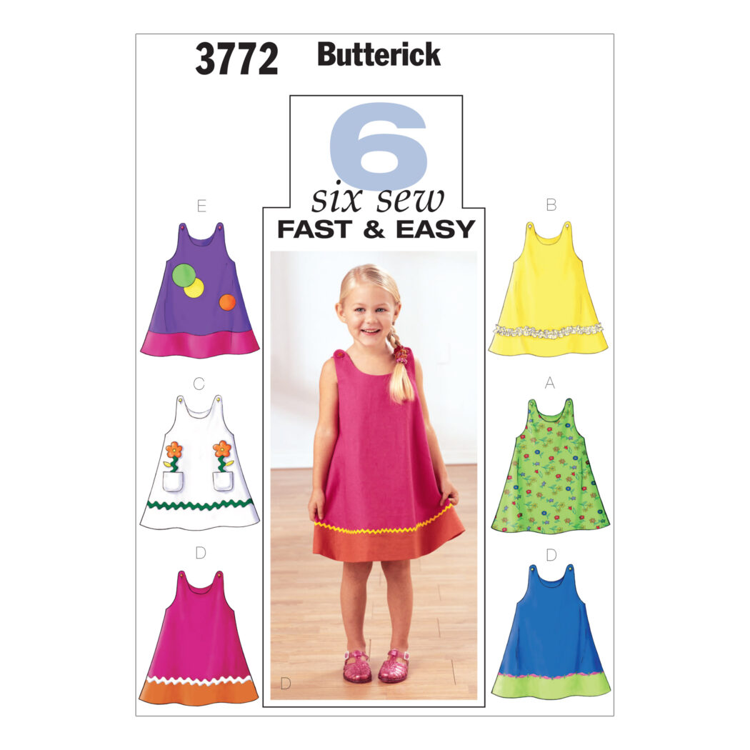 Schnittmuster Kinderkleid Butterick B3772 (1-3) (Gr. 79-94) Deutsche Anleitung