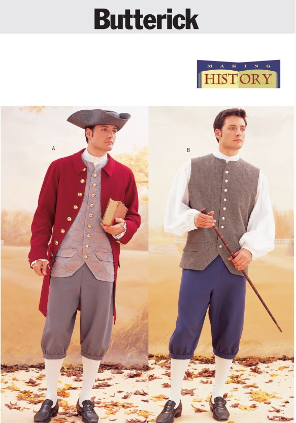 Schnittmuster Historische Herrenkombination Butterick B3072-32 - 32-36 (Gr. 42-46) Dt. Anleitung