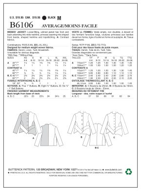 Schnittmuster Locker sitzende Jacke mit weitem Halsausschnitt B6106 ZZ L-XXL (Gr. 42-50) Deutsche Anleitung – Bild 2