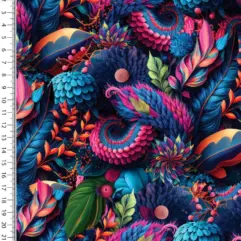 1m x 1,50m Baumwoll Jersey Tropical Kobalt Baumwolle und Elasthan