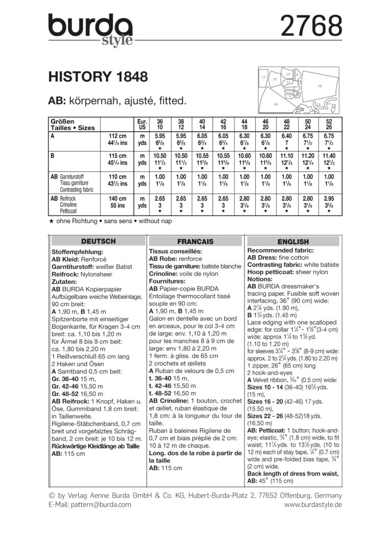 Schnittmuster History Burda 2768 US 10-26 (Gr. 36-52) Deutsche Anleitung – Bild 4
