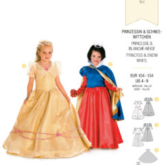 Schnittmuster Prinzessin und Schneewittchen Burda 2480 US 4-9 (Gr. 104-134) Deutsche Anleitung