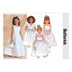Schnittmuster Festliches Kinderkleid Butterick B3351 2-5 (Gr. 92-104) Dt. Anleitung