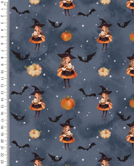 1m x 1,50m Cute Halloween Baumwoll Jersey Kleine Hexe