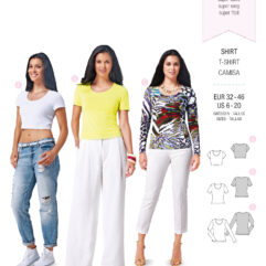 Schnittmuster Shirt Burda 6820 US 6-20 (Gr. 32-46) Deutsche Anleitung