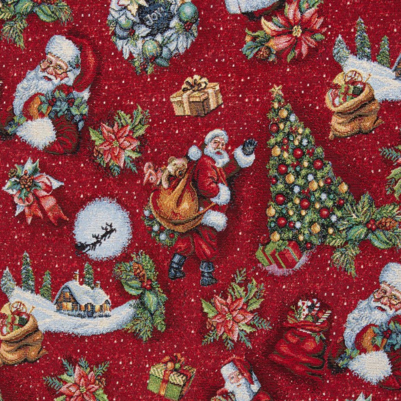 Vorbestellung 1m x 1,40m Gobelin Sven Weihnachten Rot Weihnachtsmann Glitzernd mit Lurex