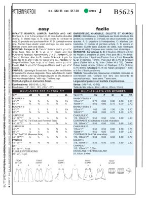 Schnittmuster Babyoutfit Butterick B5625 NB-M Dt. Anleitung – Bild 2