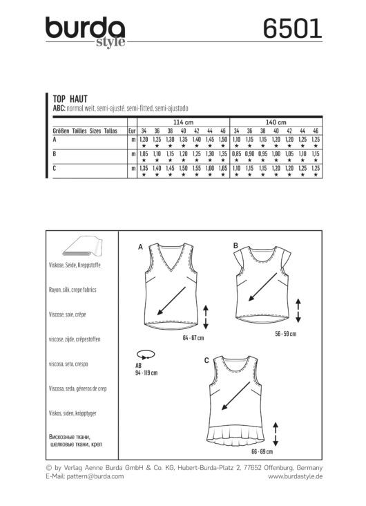 Schnittmuster Shirt Burda 6510 US 8-20 (Gr. 34-46) Deutsche Anleitung – Bild 7