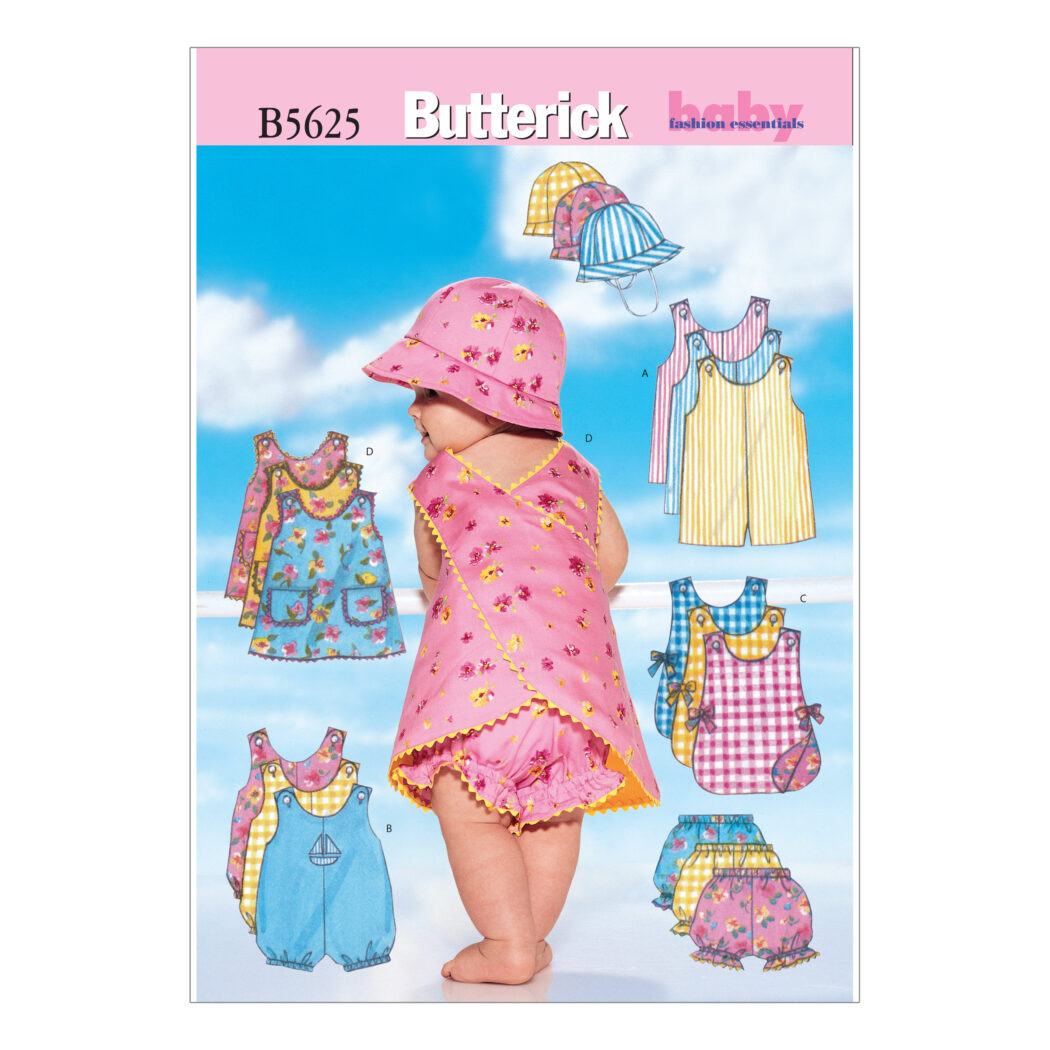 Schnittmuster Babyoutfit Butterick B5625 NB-M Dt. Anleitung