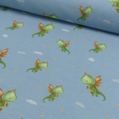 1m x 1,50m Baumwoll Jersey Little Dragons - Drachen Digital Druck