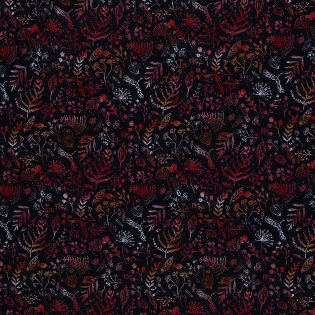 1m x 1,50m Herbstfrüchte Rot-Braun French Terry Christiane Zielinski Meterware – Bild 2