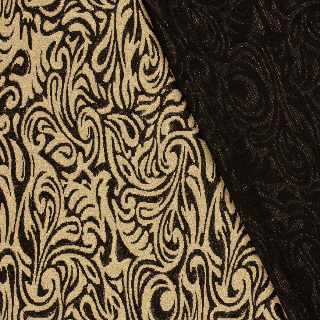 1m x 1,50m Jacquard Stoff Lurex Abstrakt Gold – Bild 3