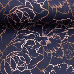 1m x 1,45m Nano-Softshell Blumen Marine Oeko-Tex Standard 100