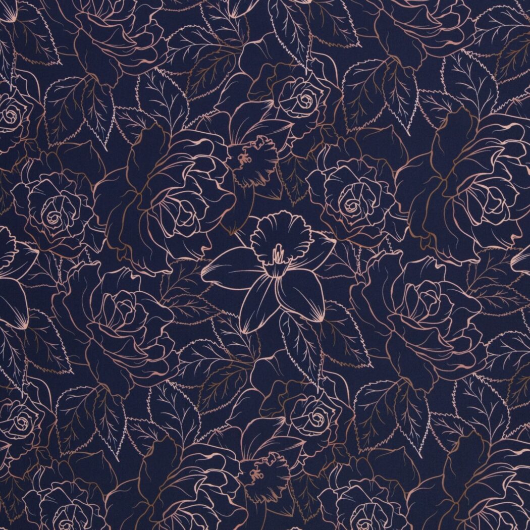 1m x 1,45m Nano-Softshell Blumen Marine Oeko-Tex Standard 100 – Bild 2