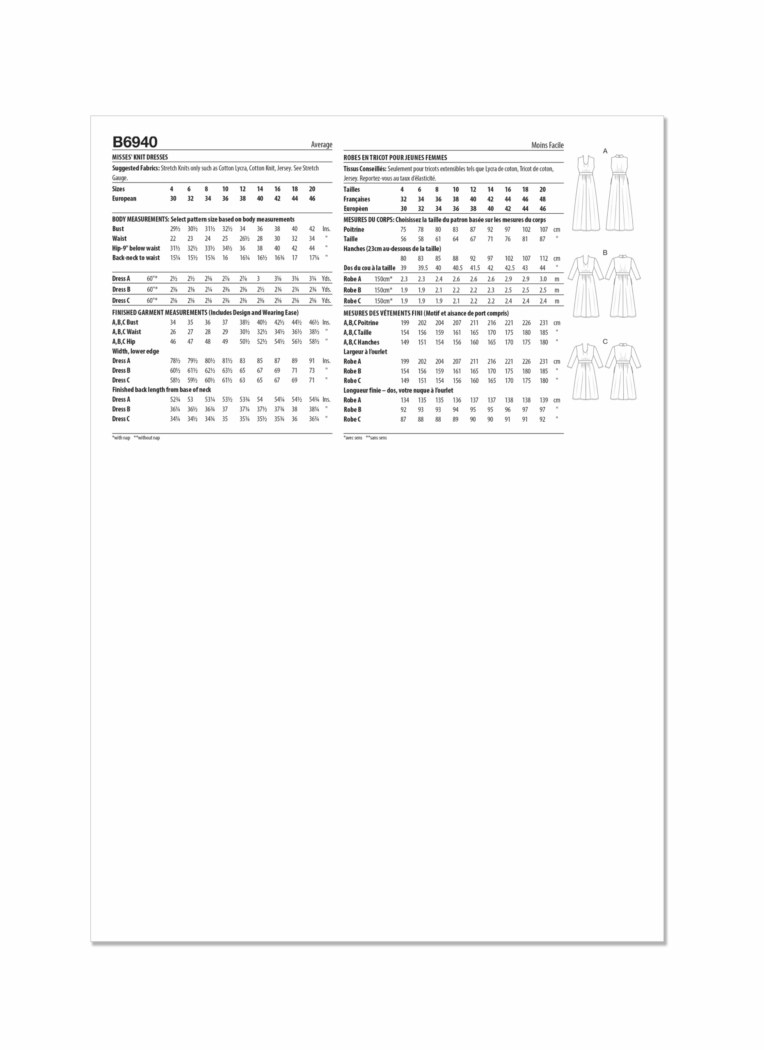 Schnittmuster Sommerkleid Butterick B6940 P5 12-20 (Gr. 38-46) Dt. Anleitung – Bild 2