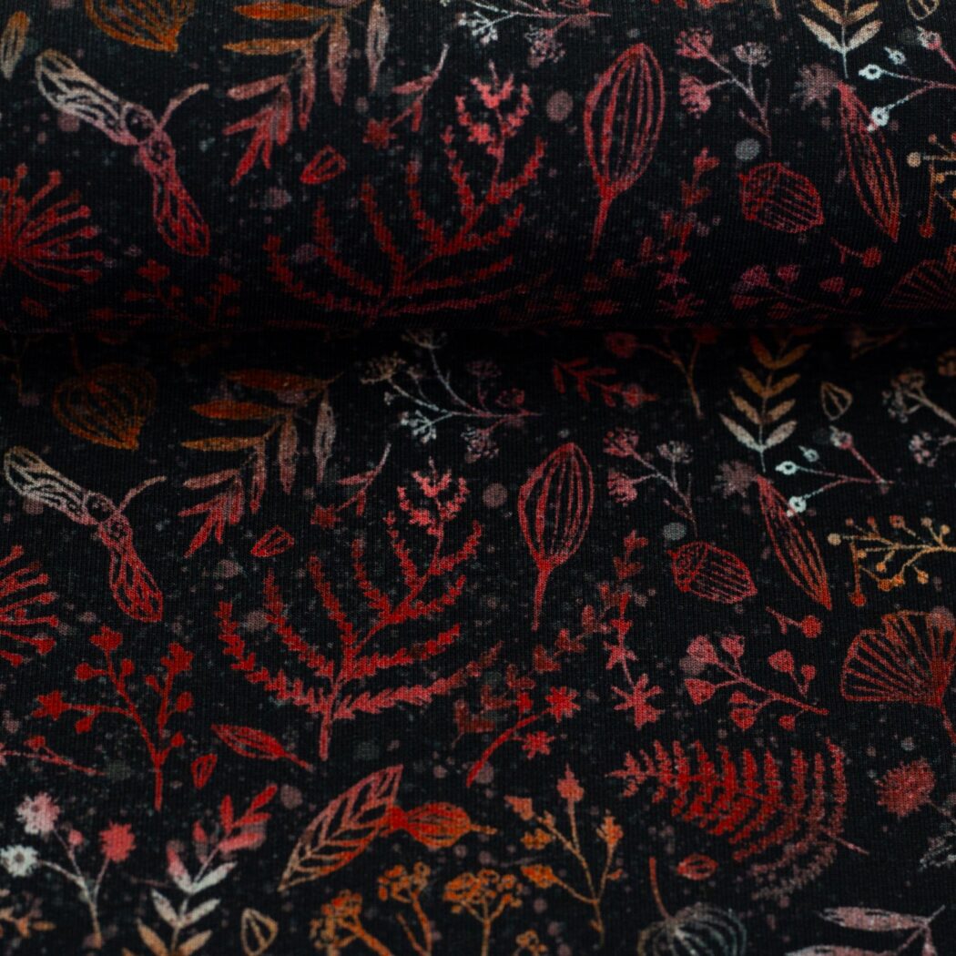 1m x 1,50m Herbstfrüchte Rot-Braun French Terry Christiane Zielinski Meterware – Bild 3